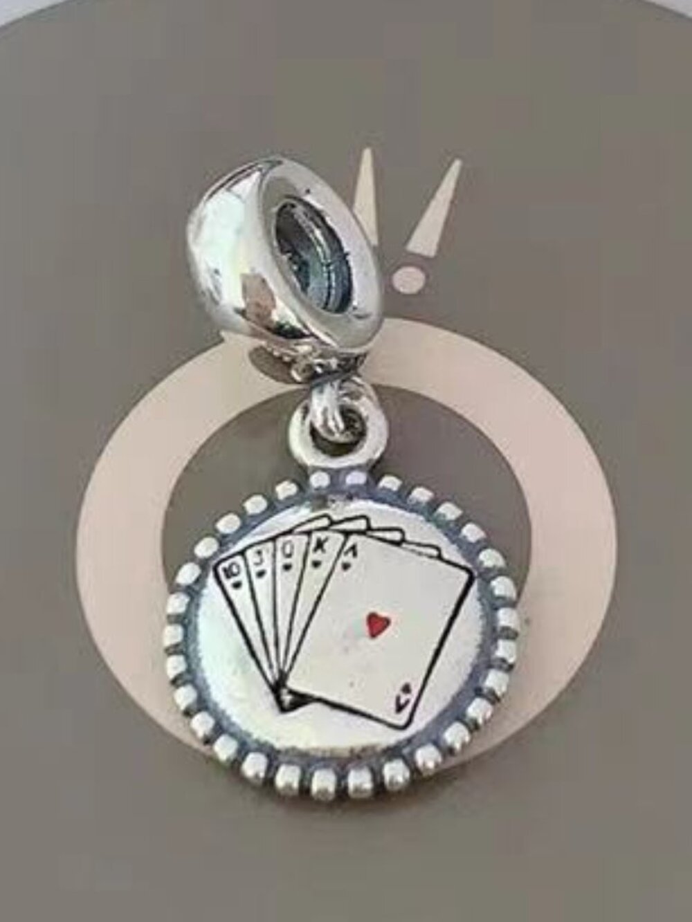 Pandora Playing Cards Poker Charm Casino Vegas Sterling Silver Pendant